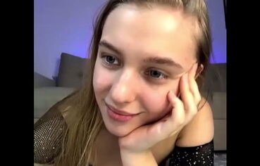 Amazing blond girl on webcam playing